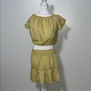 Yellow Bubble Mini Skirt with Ruffled Hem
